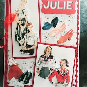 Tarjeta de felicitación personalizada con temática de moda de los años 40