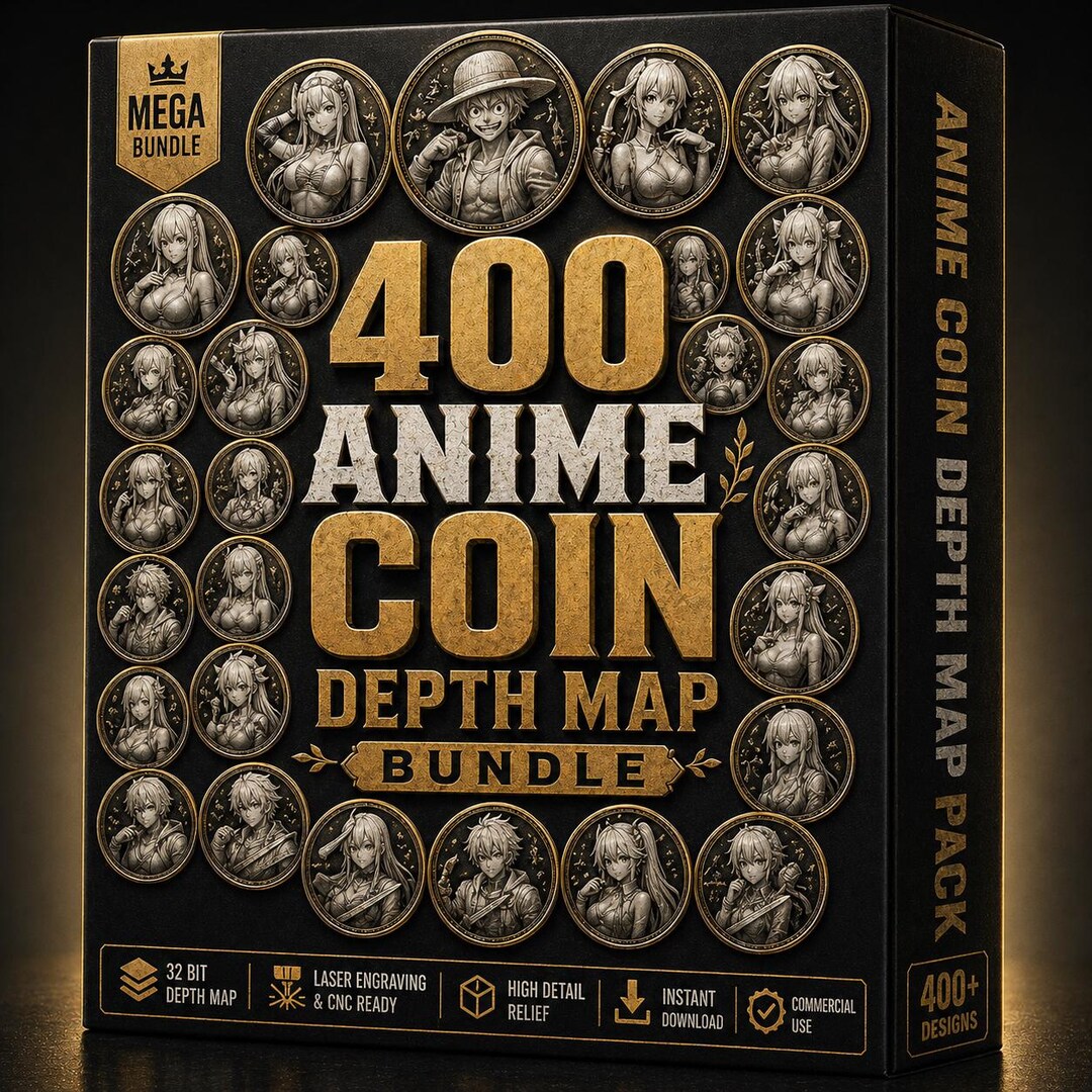 400 Anime Character Depth Map Coin Designs | Laser Engraving Files ...