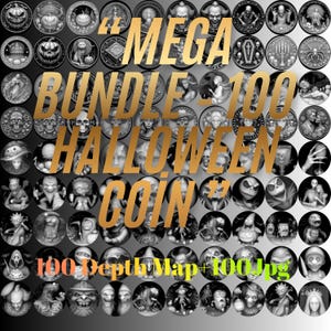 Halloween Día de los Muertos Coin Bundle | 100 Depth Maps, 100 HD Images (Digital)