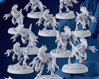 Swarm Shardlings Fully Assembled | Ghamak | 3d Printed Tabletop Wargame Proxy Model for Grimdark Future Alien Hives Tyrannical Space Bugs