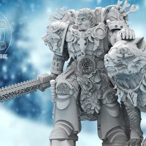 Valen, Asgardian Commander | Atlan Forge | Space Viking Prime Wolf Brother Marine 3d Printed Wargame Proxy Model 32mm