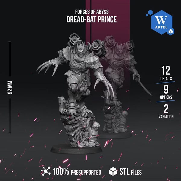 Dread-Bat Prince | Artel W | 3d Printed Tabletop Wargames Model