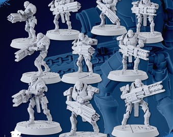 Undying Heavy Soldiers | Ghamak | 3d Printed Tabletop Wargames Proxy Models for Grimdark Future Robot Legions Necro