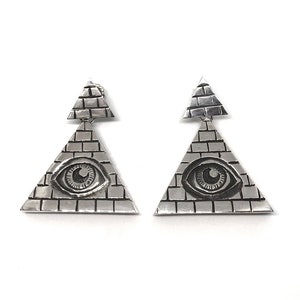 Illuminati Pyramid Evil Eye Earrings image 1