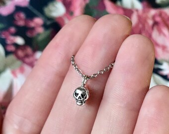 Tiny Mini Skull Charm Necklace