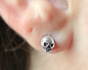 Tiny Sugar Skull Stud Earrings