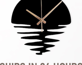 Sun Design Metal Wall Clock, Modern Abstract Clock Art, Sun Clock Gift, Sunset Metal Wall Clock, Sunrise Large Wall Clock, Sun Decor Gift