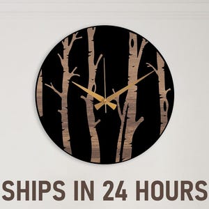 Natural Wood and Metal Wall Clock, Modern Wall Clock, Wood Design Home Decor Gift, Forest Decor Clock, Tree Design Clock, Unique Clock Gift