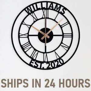 Personalized Family Name Wall Clock, Roman Numeral Family Clock, Custom Family Name Clock Gift, Personalized Family Clock, Engagement Clock