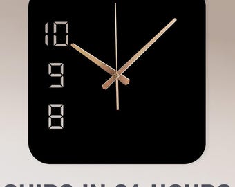 Modern Digital-Inspired Metal Wall Clock, Black Metal Wall Clock, Industrial Clock Gift, Modern Digital Wall Clock, Minimalist Clock Gift