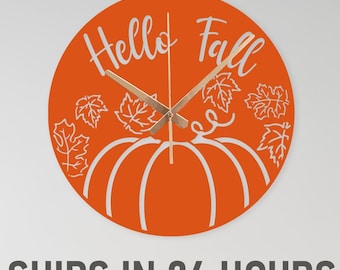 Pumpkin Metal Wall Clock, Seasonal Fall Clock, Autumn Home Clock Wall Decor, Fall Clock Gift, Halloween Harvest Clock, Halloween Clock Gift