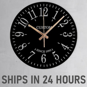 Personalized Black Metal Wall Clock with Custom Name And Date,Customized Clock Gift,Oversized Wall Clock,Personalized Family Name Clock Gift