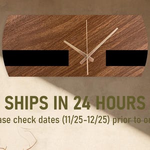 Modern Unique Minimalist Wall Clock, Wood and Metal Wall Clock, Metal Wood Clock Gift, Rectangle Wood Clock, Wooden Themed Office Clock