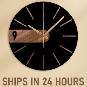 Mid Century Modern Metal Wall Clock, Wood And Metal Clock, Mid Century Clock Gift,Silent Clock,Modern Living Room Clock,Home Wood Decor Gift