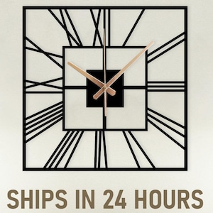 Modern Geometric Metal Wall Clock With Roman Numerals,Metal Roman Clock Gift,Industrial Style Minimalist Square Clock,Luxury Home Clock Gift