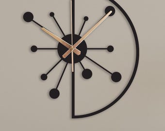 Atomic Wall Clock, Mid Century Modern Clock, Unique Wall Clock Gift, Starburst Wall Clock, Farmhouse Wall Clock,New Home Gift,Oversize Clock