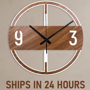 Modern Aesthetic Wood and Metal Wall Clock, Minimalist Wood Wall Clock, Office Clock Gift, Wooden Silent Wall Clock, Natural Home Decor Gift
