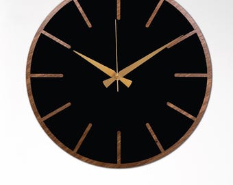 Reloj de pared minimalista de madera y metal, diseño moderno de madera, regalo de mediados de siglo, decoración escandinava, reloj de pared de madera natural.