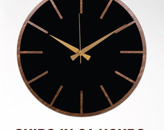 Minimalist Wood and Metal Wall Clock, Modern Wood Design Clock,Mid Century Wooden Clock Gift,Scandinavian Home Decor,Natural Wood Wall Clock