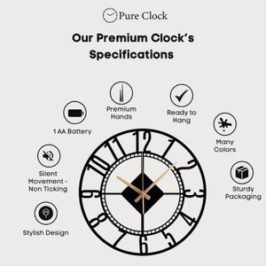 Minimalist Metal Wall Clock, Modern Clock Gift, Oversized Wall Clock ...