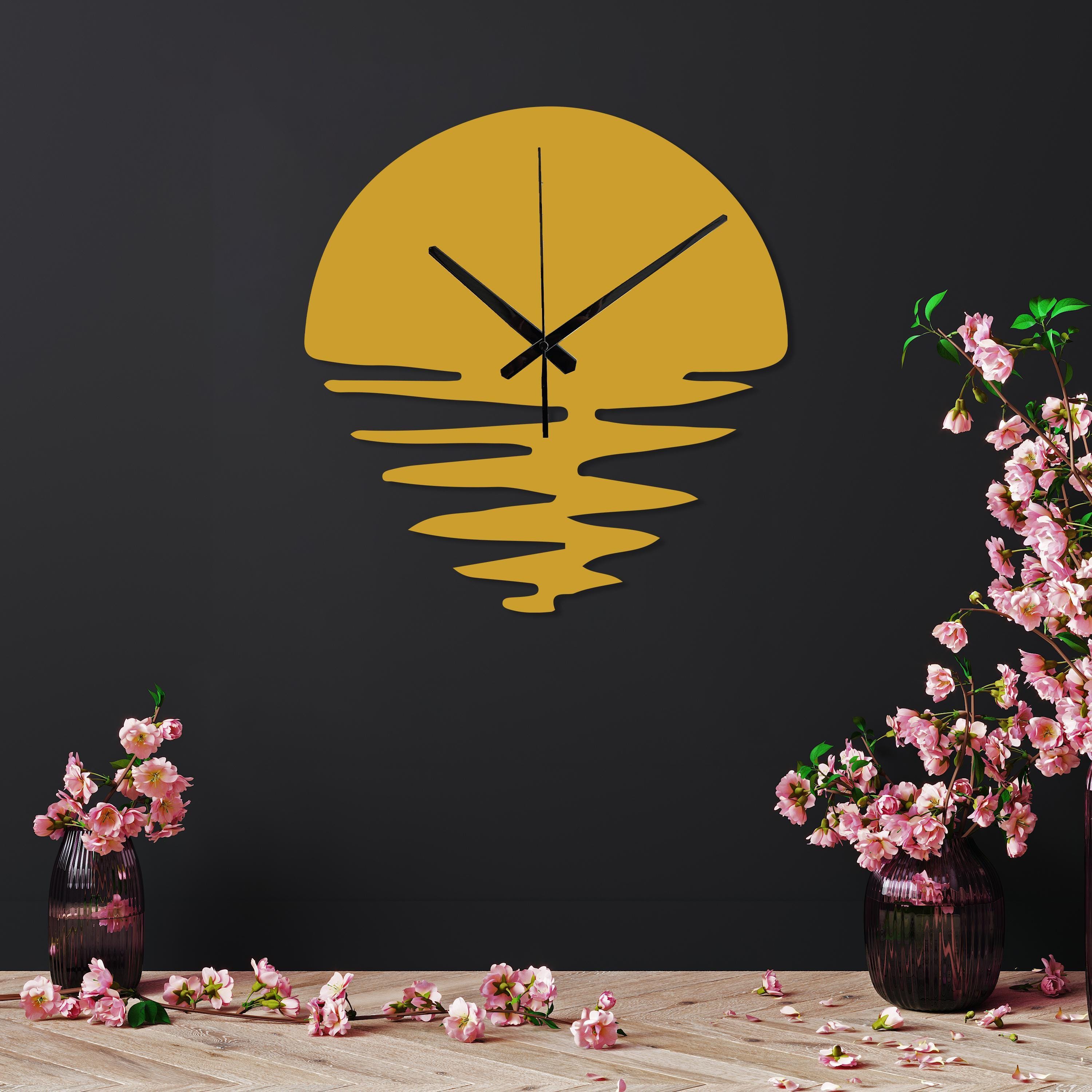 Sun Design Metal Wall Clock, Modern Abstract Clock Art, Sun Clock