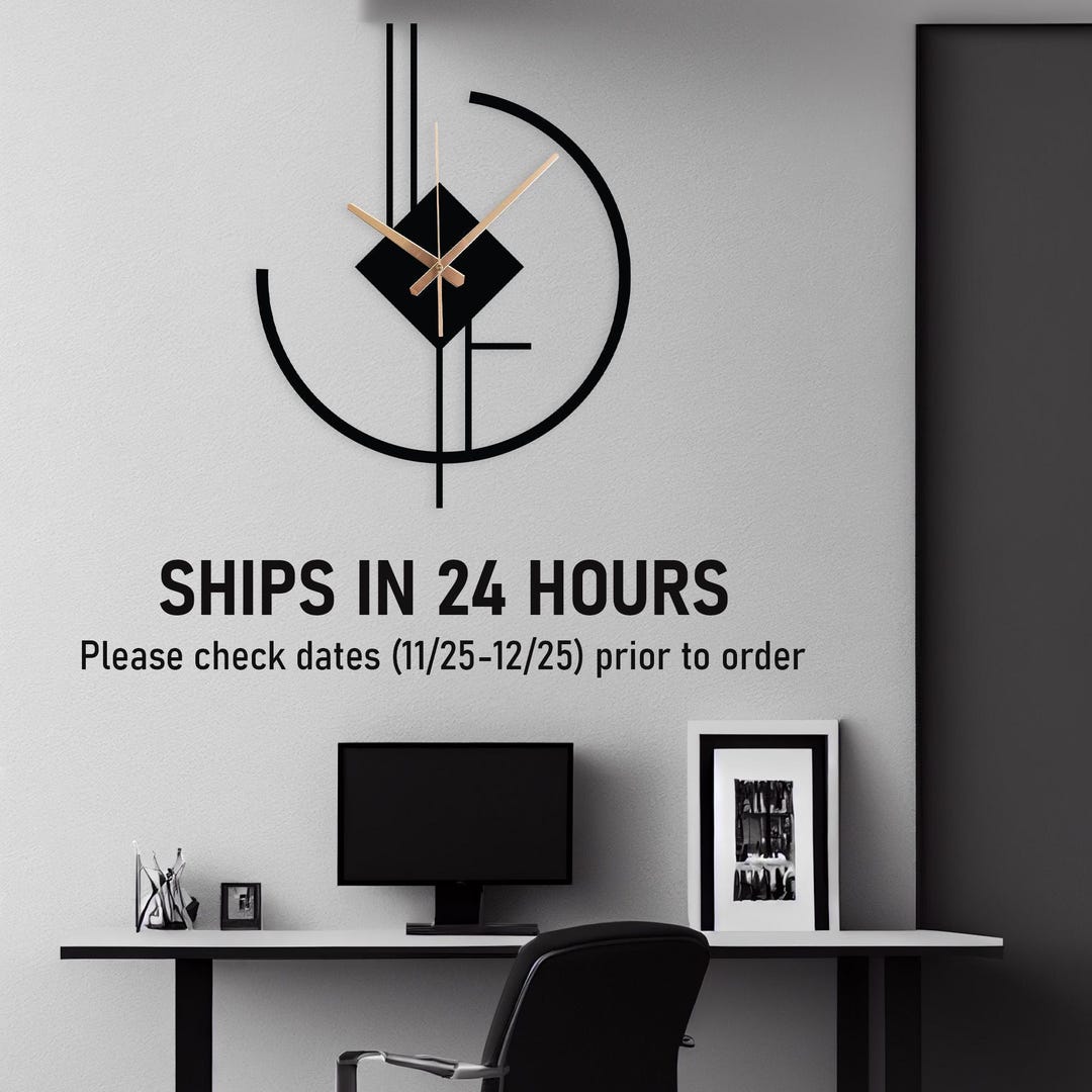 Minimalist Geometric Metal Wall Clock, Oversized Clock, Modern Clock ...