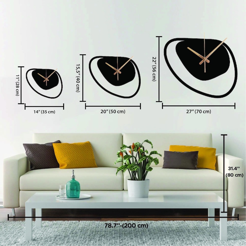 abstract clock size chart