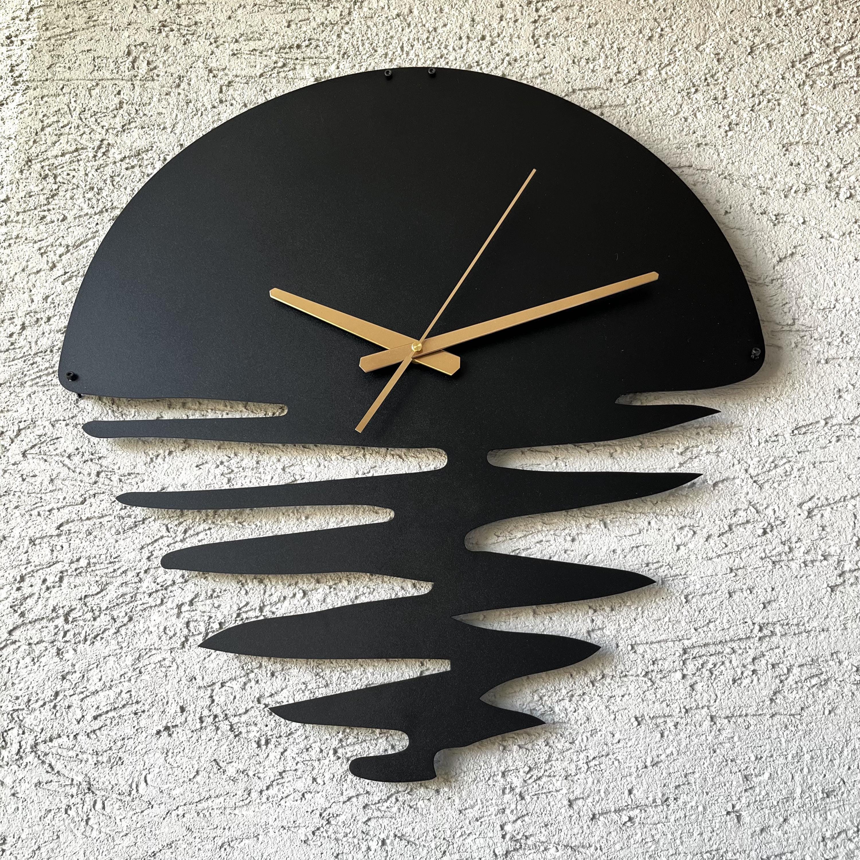 Sun Design Metal Wall Clock, Modern Abstract Clock Art, Sun Clock