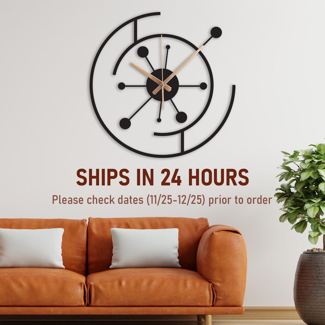 Modern Atomic Inspired Wall Clock, Mid Century Clock Gift, Abstract ...