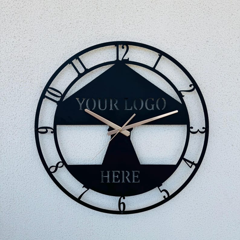 Personalized Metal Wall Clock With Custom Logo Design, Unique Business ...