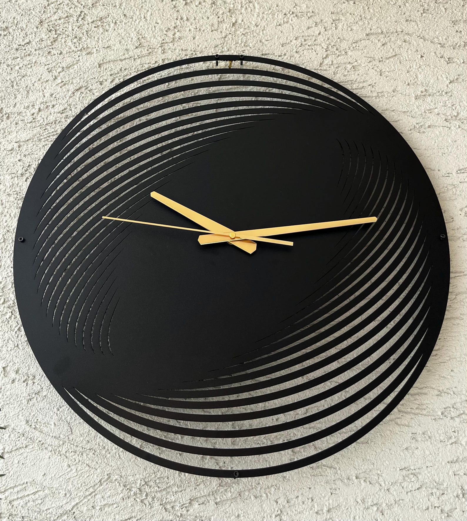 Abstract Metal Wall Clock, Illusion Clock Gift, Silent Black Modern ...