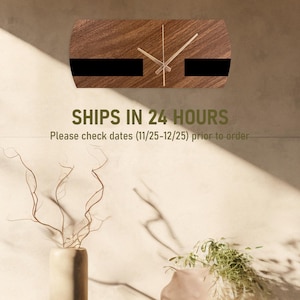 Modern Unique Minimalist Wall Clock, Wood and Metal Wall Clock, Metal Wood Clock Gift, Rectangle Wood Clock, Wooden Themed Office Clock