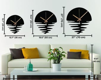 Sun Design Metal Wall Clock, Modern Abstract Clock Art, Sun Clock
