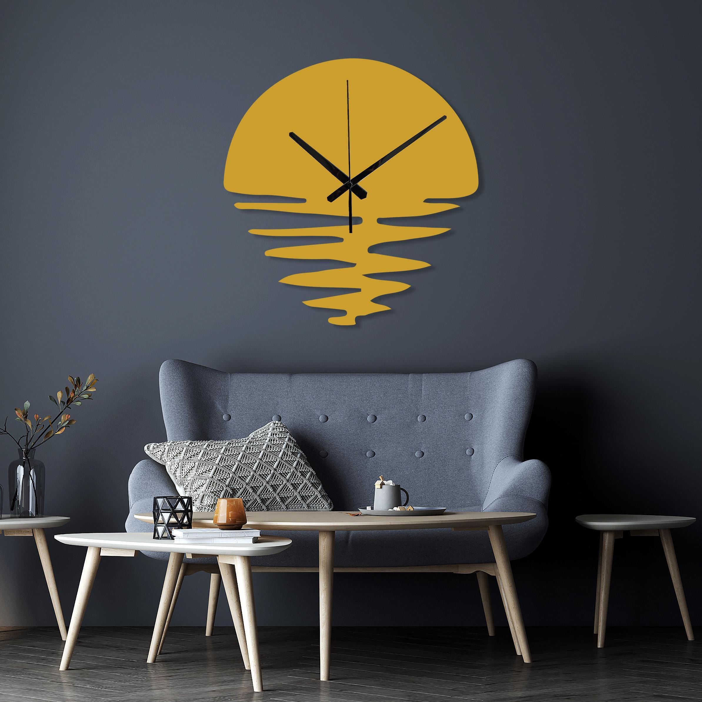 Sun Design Metal Wall Clock, Modern Abstract Clock Art, Sun Clock