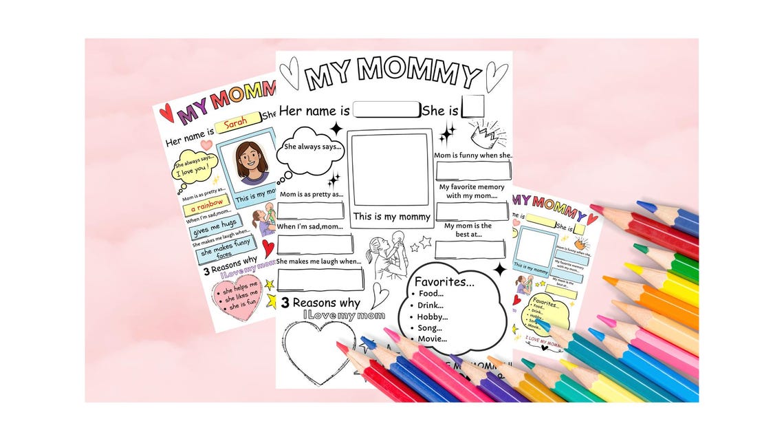 My Mommy, All About My Mom, Mother's Day Gift for Kids, Coloring