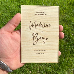 Faire-part de mariage en bois gravé personnalisé, Faire-part de mariage champêtre rustique, Carte en bois écologique, Mariage bohème, Faire-part de mariage en bois