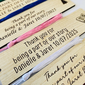 Personalized Wooden Bookmark: Custom Wedding Favor, Save the Date