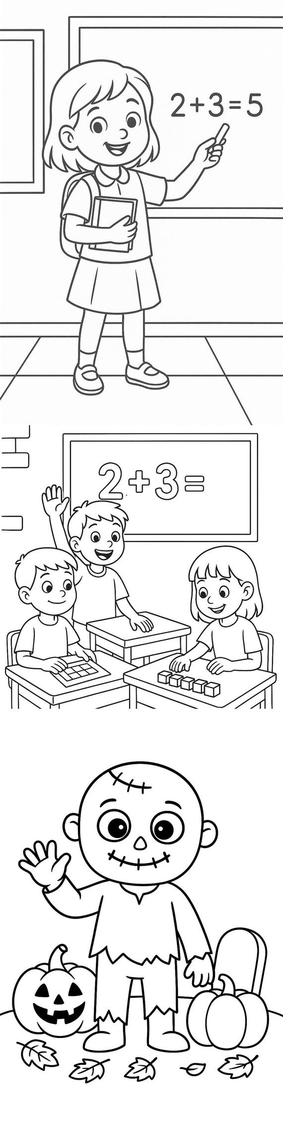 子供向けハロウィンぬり絵 – 印刷可能な不気味で楽しいシート20枚 – トリック・オア・トリートのアクティビティブック –  すぐにダウンロードできるPNG – ハロウィンクラフト - Etsy 日本, image size:570x2280