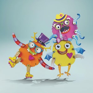 Monster Craft Kit, 3d Laser Cut Mix and Match Monsters, Fun Craft for Kids, Silly Monster Art, Monster Making Kit, Interactive Craft