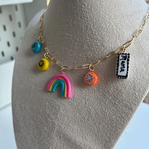 Handmade Polymer Clay Charm Necklace | Cute Miniatures | Gifts for Mom | Gifts for her | Customisable Necklace | 24k Gold Plated Chain
