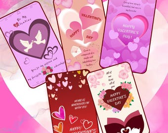Valentine’s Day Card Bundle Printable, Romantic Love Quote Cards, Digital Valentine Card Set, Minimalist Modern Design