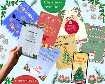 Editable Christmas Party Invitation Template | Festive Holiday Invite (Digital Download)