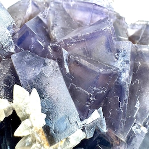 Purple Fluorite and Calcite Specimen: Rare Mineral Cluster, Healing Crystal Home Decor 530 GRAM