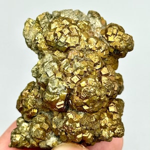 589 CRT Golden Pyrite Crystal Specimen | Natural Raw Metallic Cluster | Sparkling Mineral Display Stone for Collectors, Energy & Home Décor