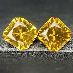 4.9 Ct Citrine Pair| Matching Cushion Cut Natural Citrine Gemstones, 6x8mm – Yellow Quartz for Earrings, November Birthstone, Loose Gemstone