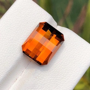 7.30Ct pixel cut Madeira Citrine – Natural Deep Orange Gemstone for Fine Jewelry & Collectors