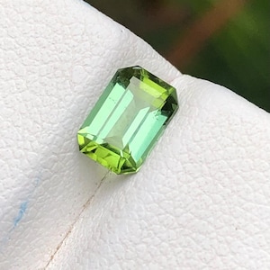 1.05 Ct Green Tourmaline Emerald Cut Loose Gemstone | Natural October Birthstone | Custom Ring Stone | Engagement Gem | AAA Quality