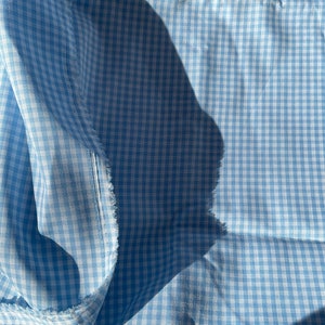 Gingham small checks blue white 100% Swiss cotton