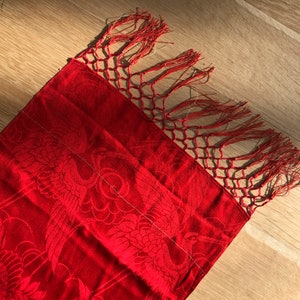 Japanese scarlet silk sash or scarf - 100% silk vibrant gorgeous red