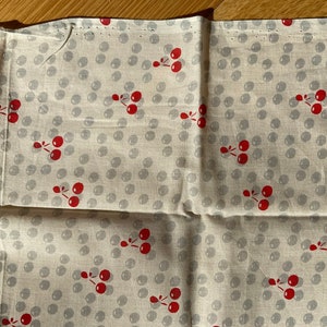 Cherries on polka dot background  - 100% Swiss cotton